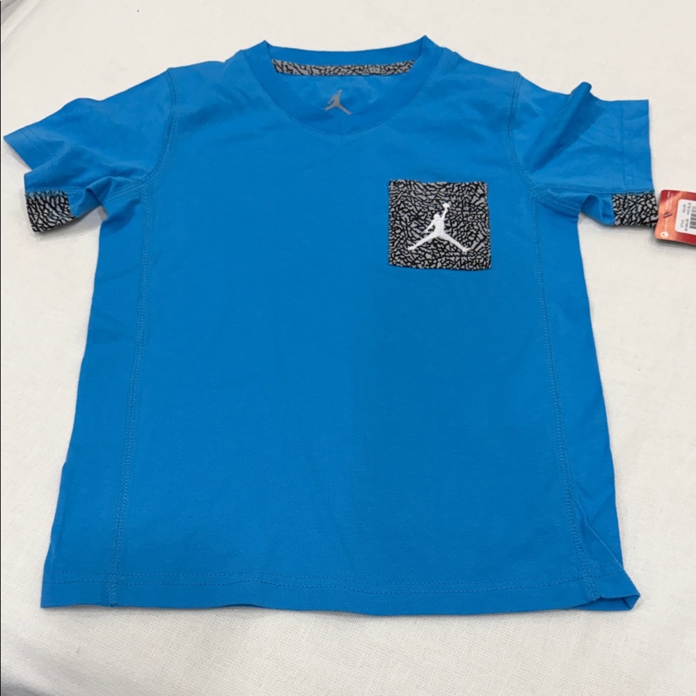 Jordan Kids Vibrant Blue Tee with Patterned Pocket